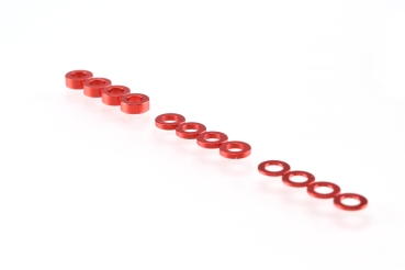 RUDDOG 3mm Washer Set Red (0.5mm/1.0mm/2.0mm)