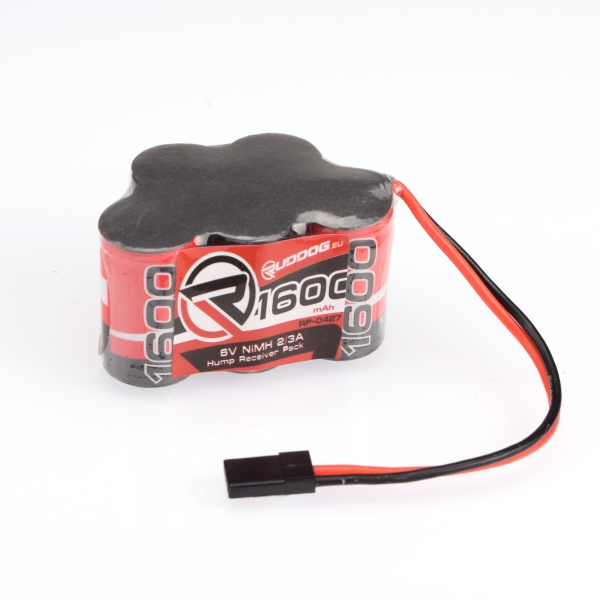 RUDDOG 1600mAh 6.0V NiMH 2/3A Hump Receiver Pack