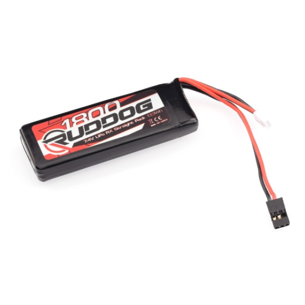 RUDDOG 1800mAh 7.4V LiPo RX Straight Pack (89x29x12mm | Onroad)